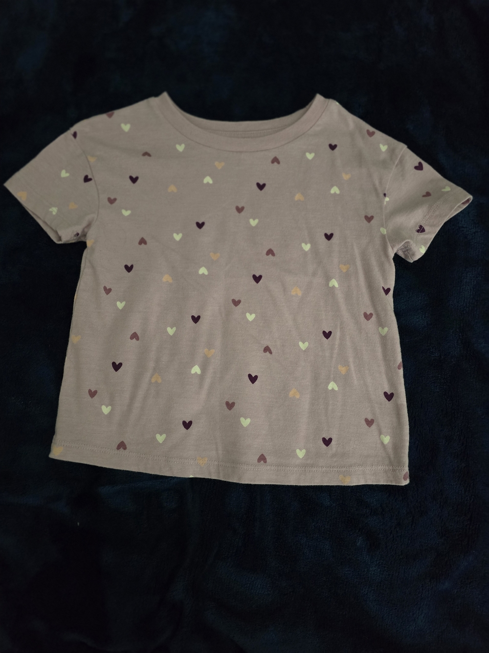 Cat & Jack Mauve Short Sleeve Tee with Multi-Color Hearts